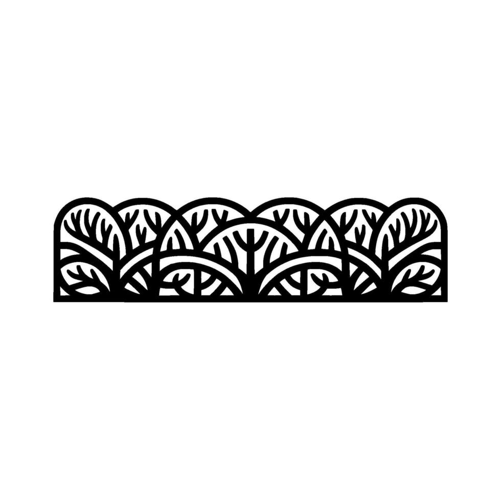Decorative Laser Cut Trees Black White Minimalist Border Element. vector