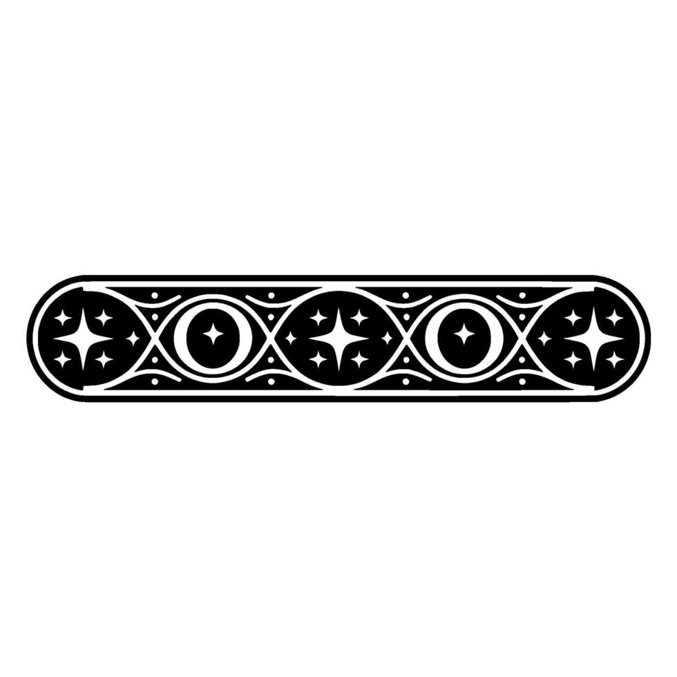 Celestial Border Black White Geometric Motif. vector