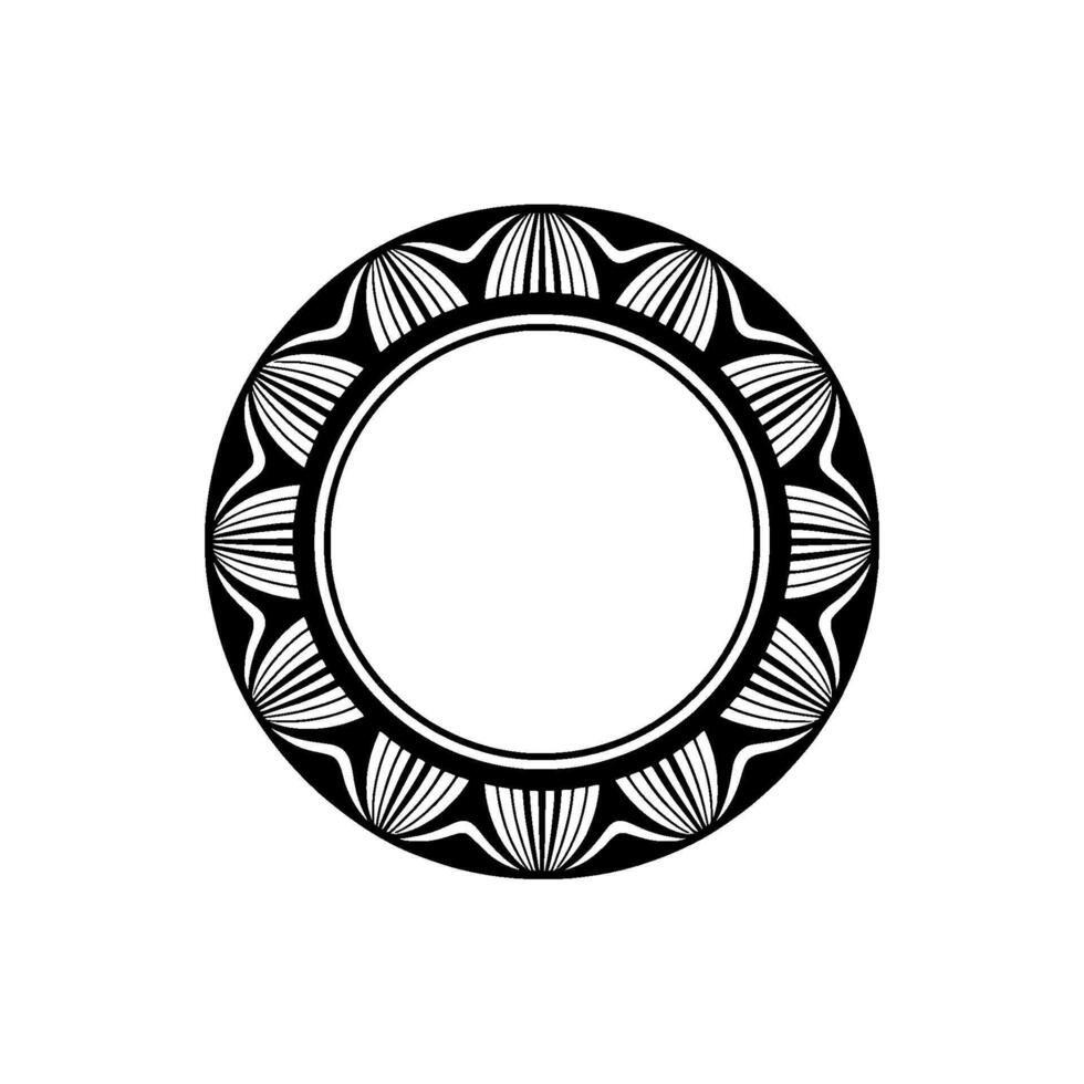 Geometric Circular Frame in Black and White, Minimalist. vector