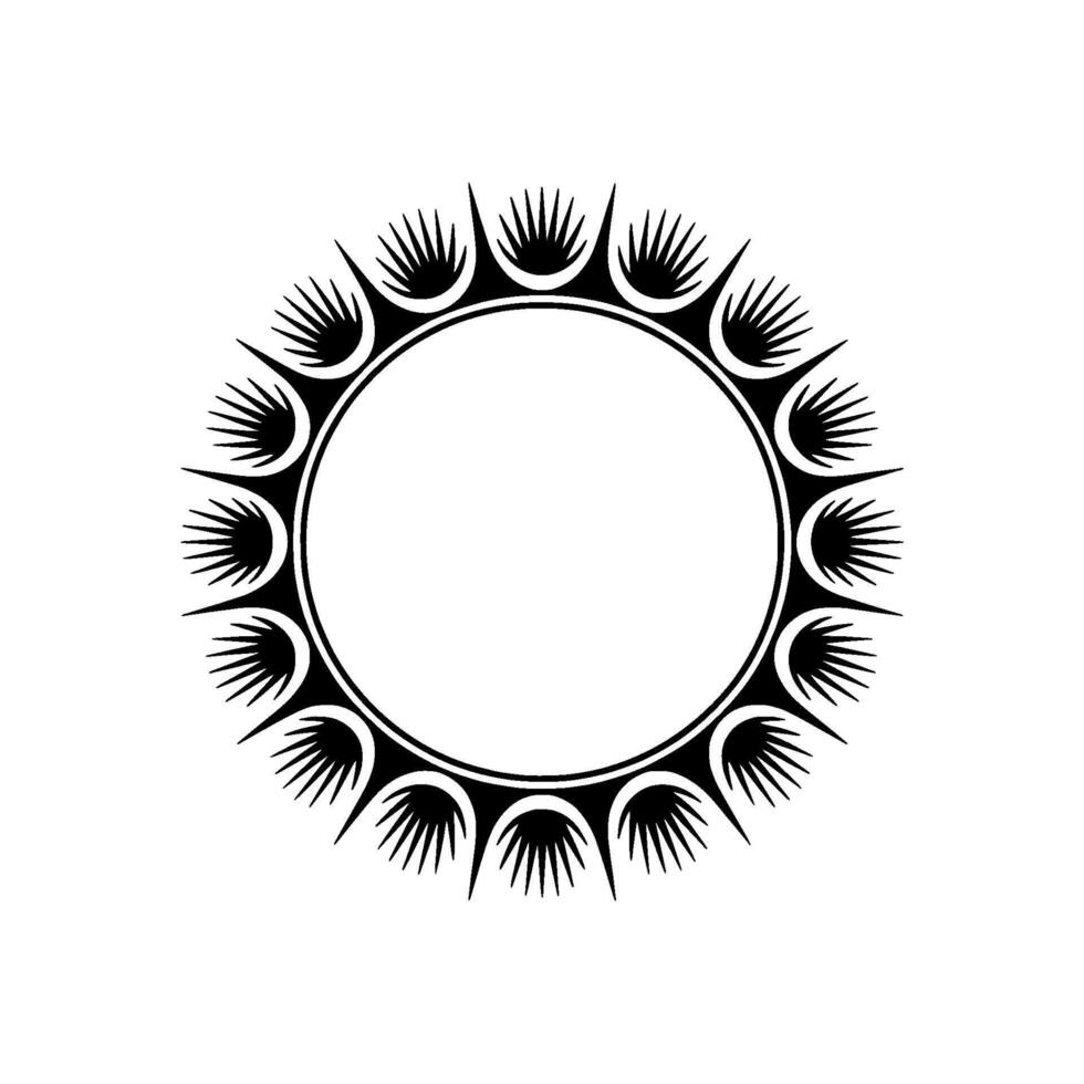 Monochromatic Sunburst Circle Frame Elegant. vector