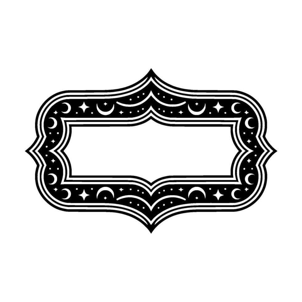 Celestial Label Crescent Moons, Stars, Decorative Frame. vector