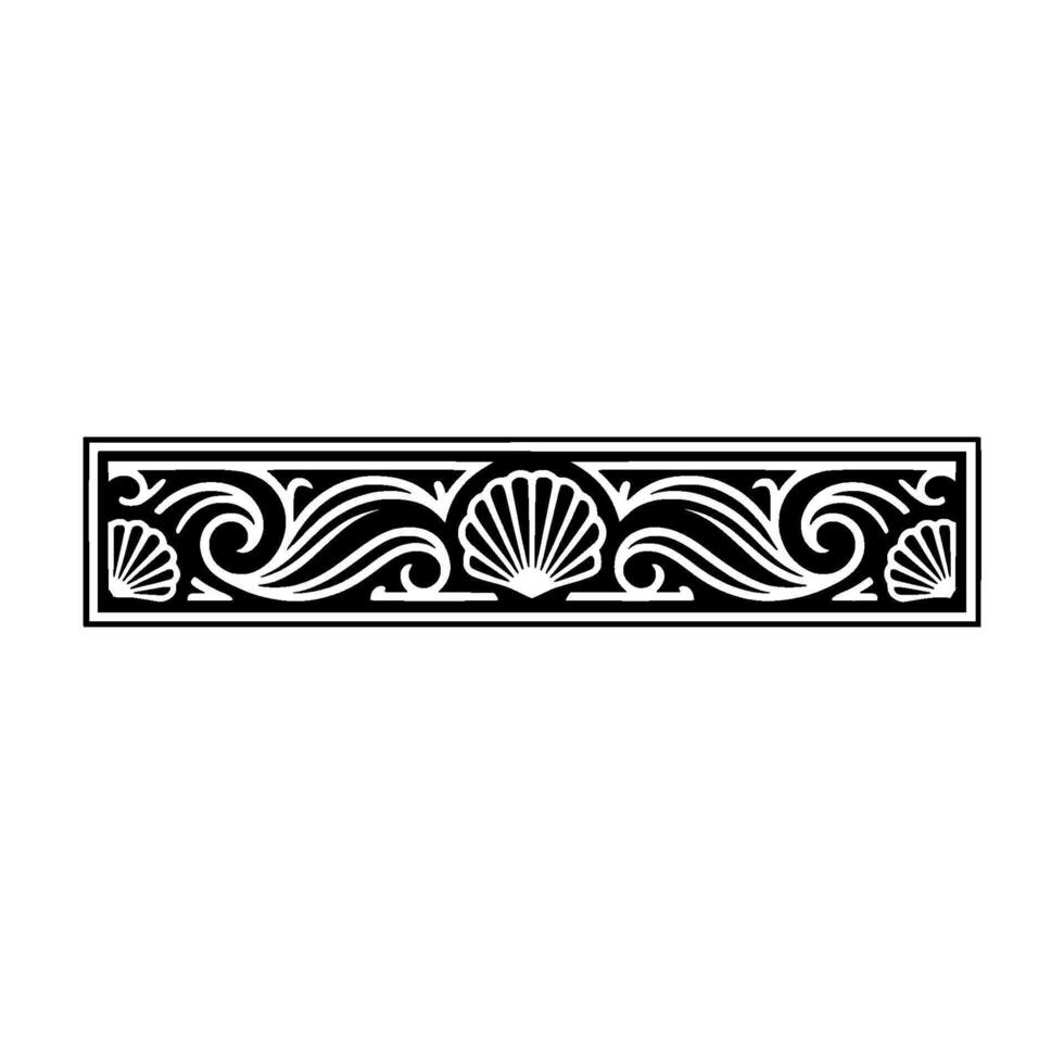 Elegant Sea Shell Border Black and White Decorative Element. vector