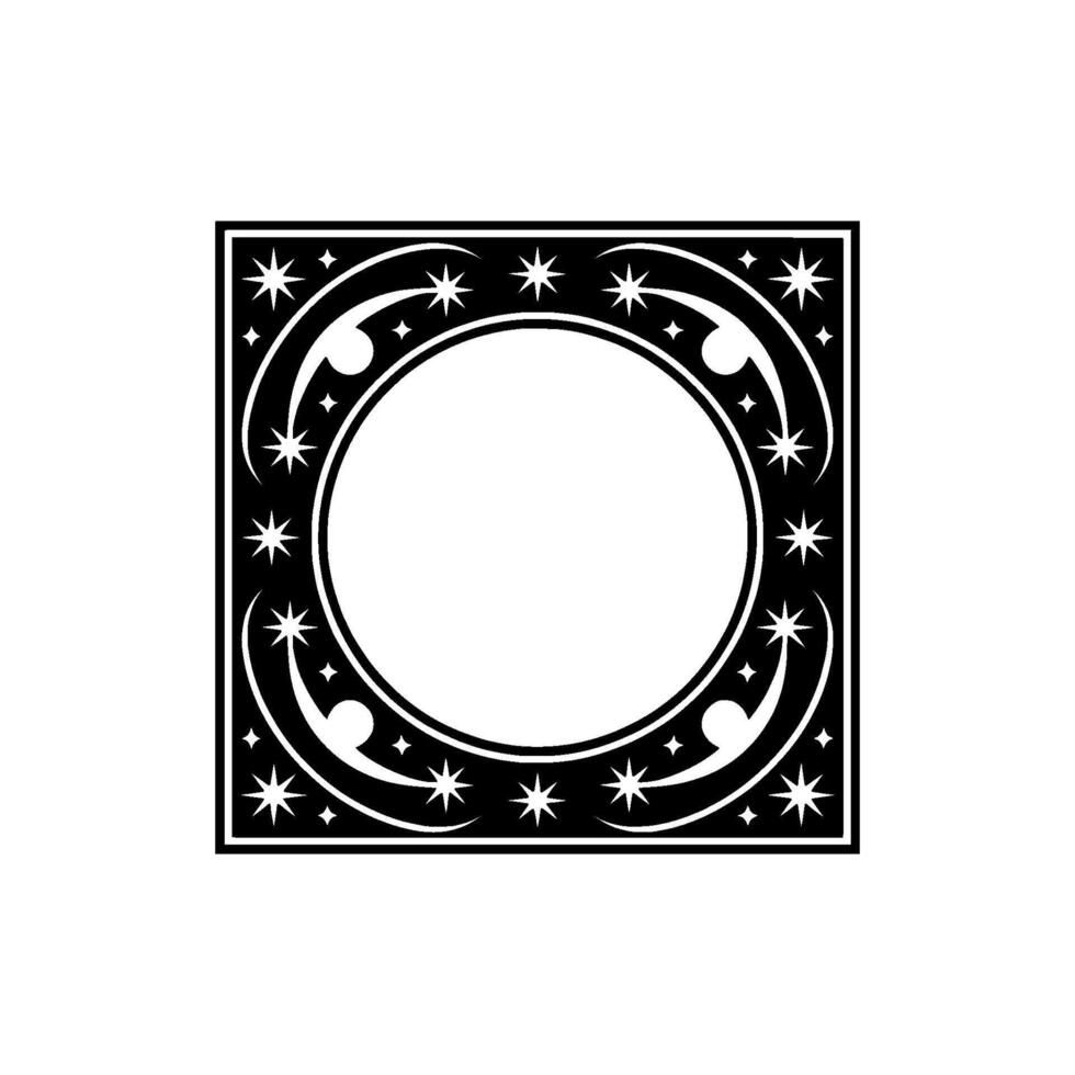 Elegant Black White Starburst Frame , Minimalist Decorative. vector