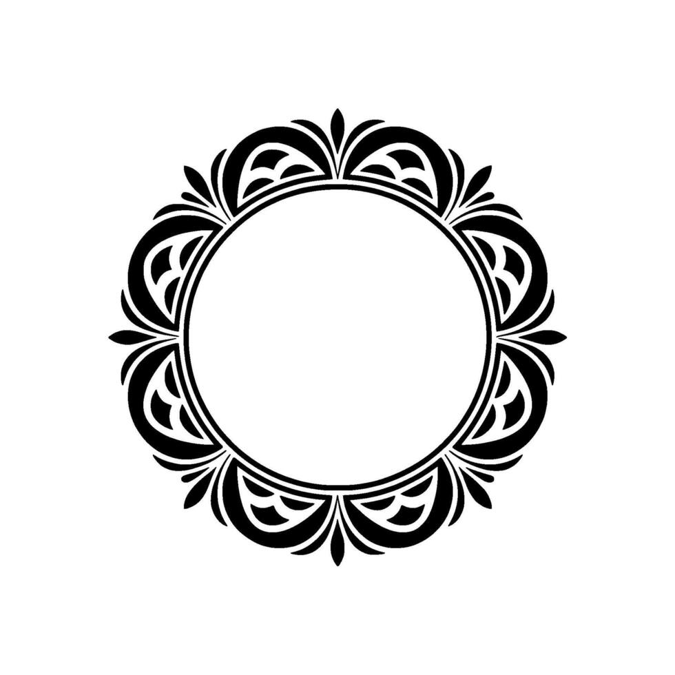 Elegant Circular Flourish Frame Black White. vector