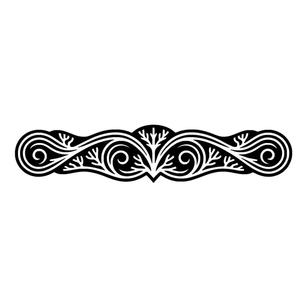 Elegant Black White Scrollwork Divider, Decorative Border Element. vector
