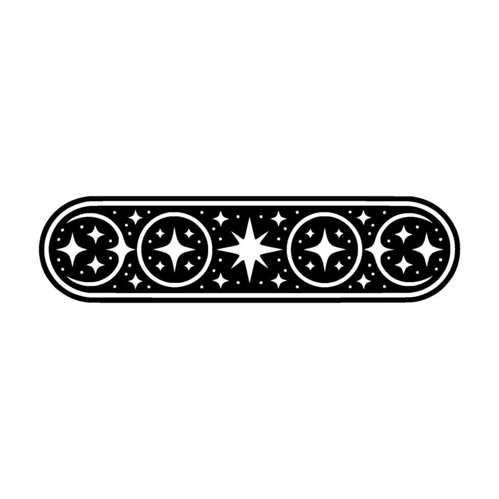 Celestial Ornament Black and White Starry Border. vector