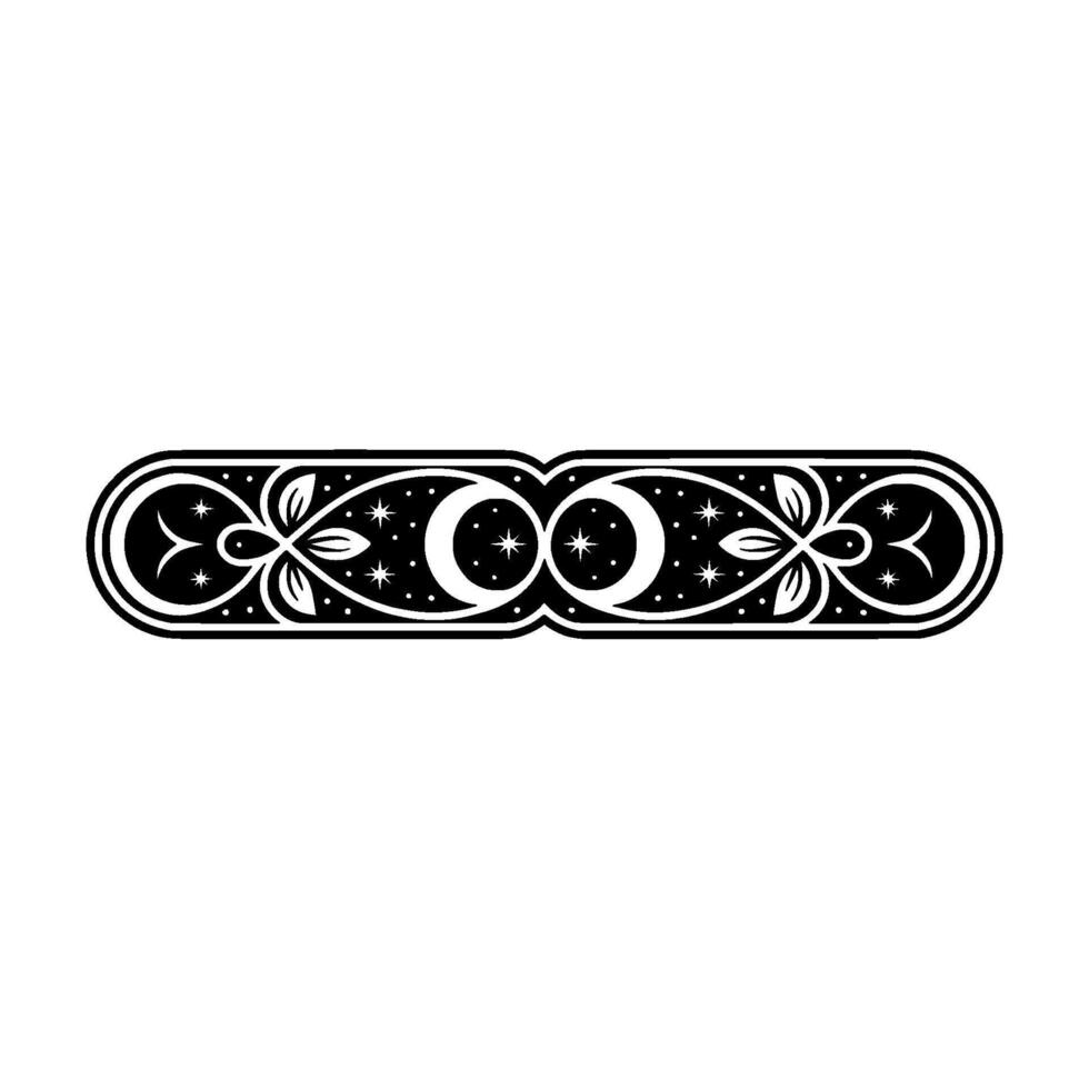 Elegant Celestial Ornament , Black and White. vector