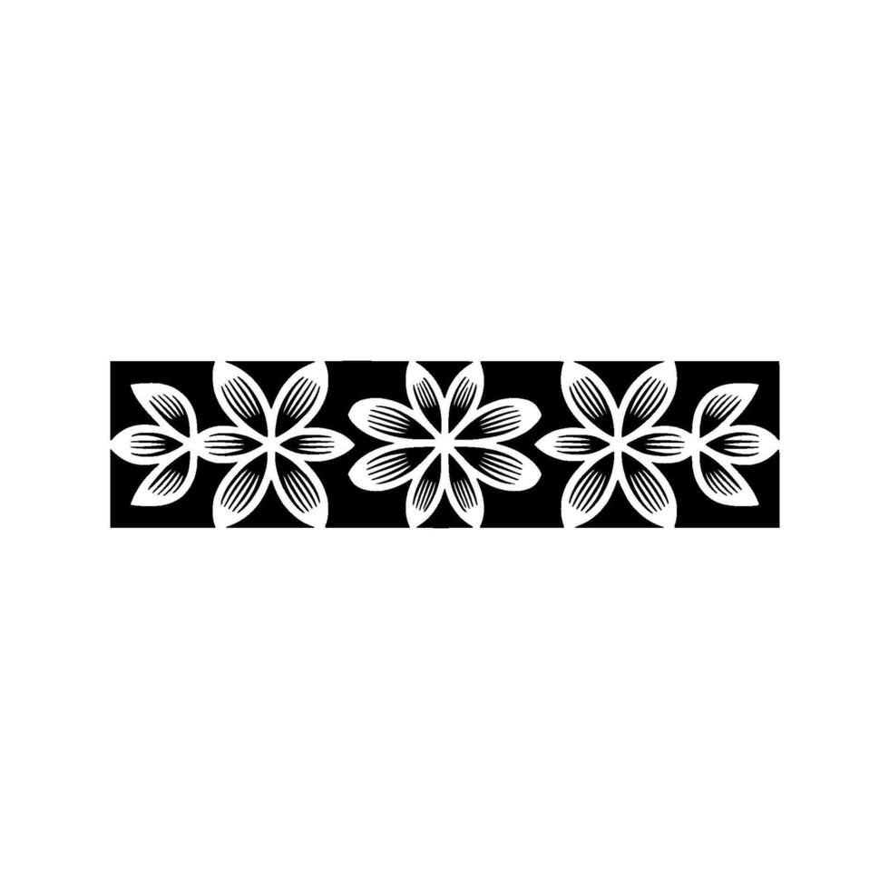 Floral Border, Black and White Minimalist Pattern. vector