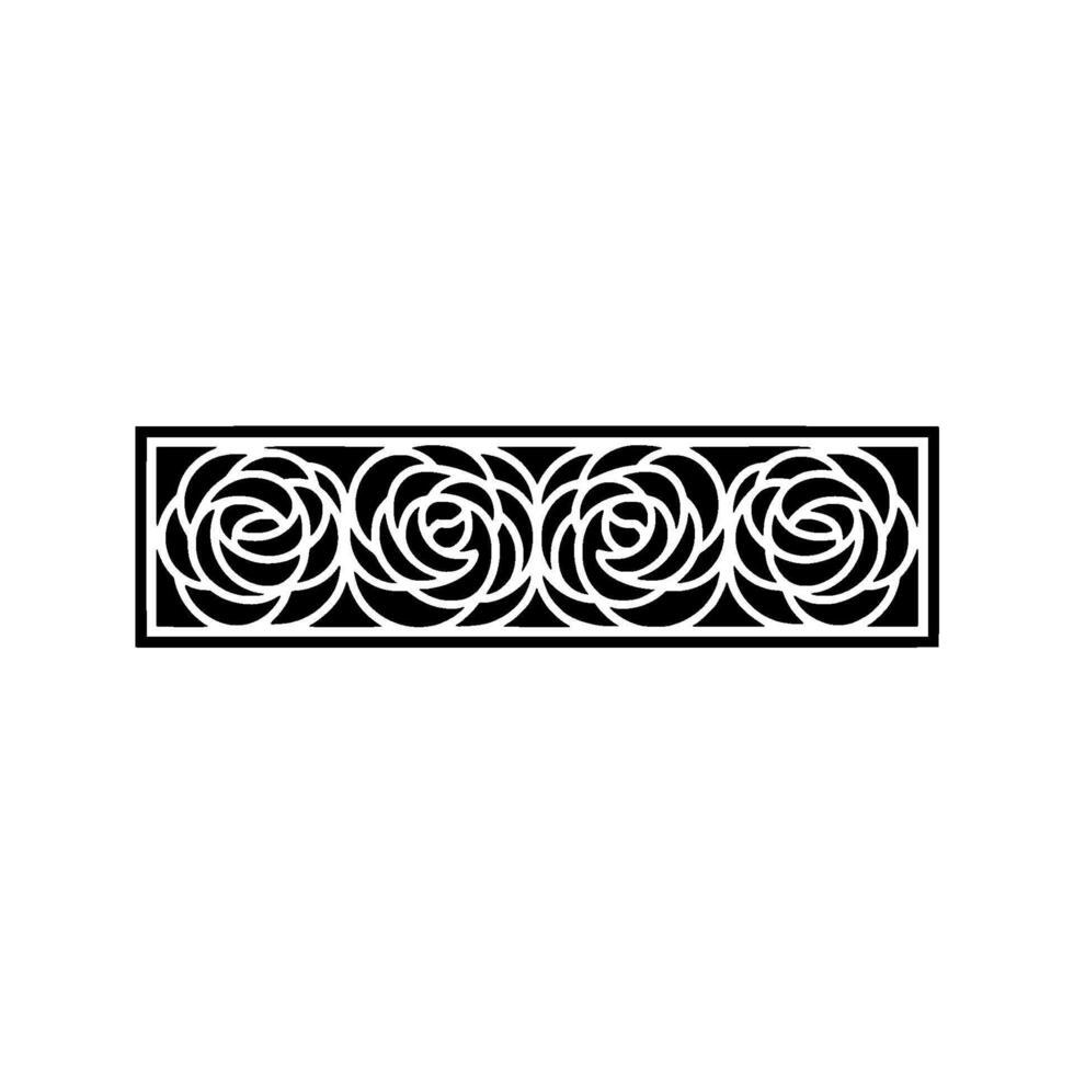 Minimalist Rose Pattern Decorative Panel, Monochrome. vector