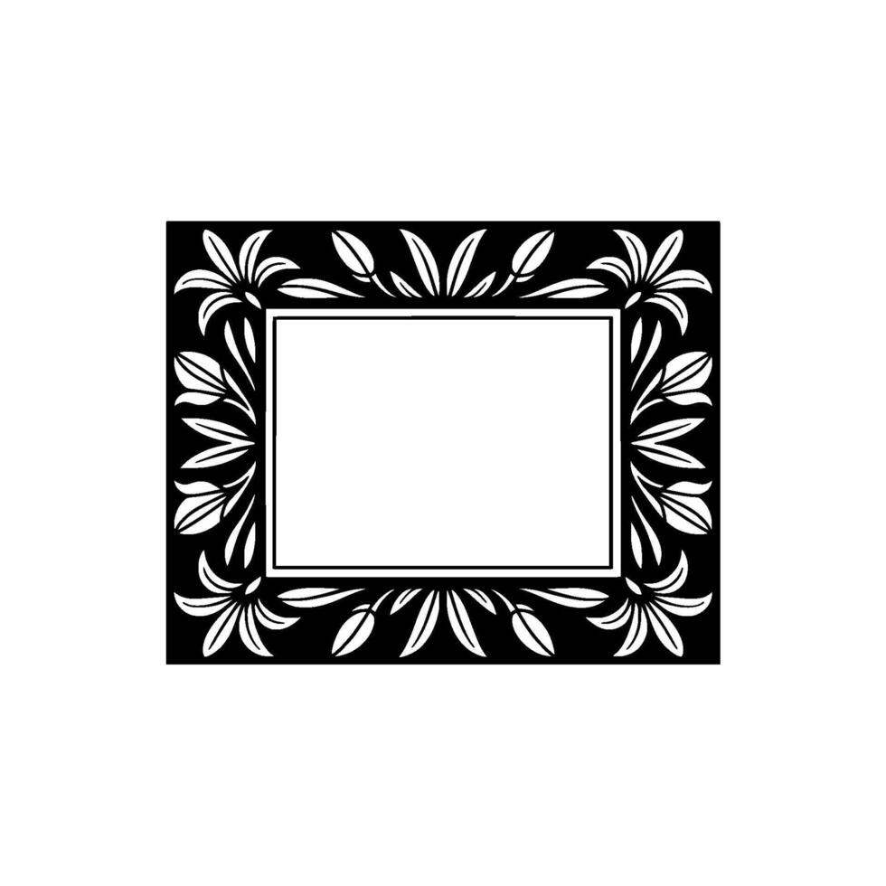 Elegant Floral Frame Black and White Botanical. vector