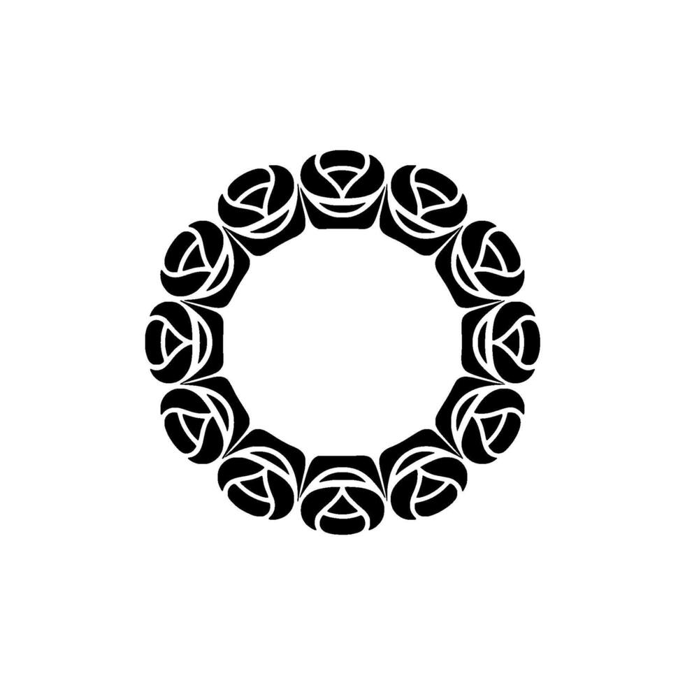 Elegant Rose Wreath Minimalist Floral on Gray. vector