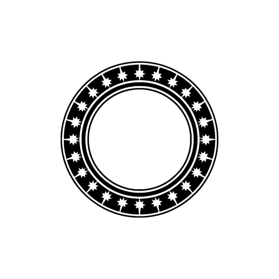Geometric Starburst Circle Emblem on White, Minimalist. vector
