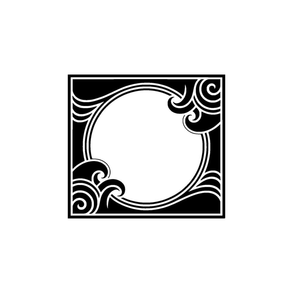 Art Deco Frame with Swirls on White Background - Minimalist. vector
