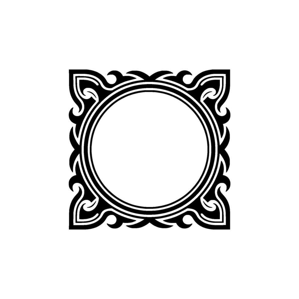 Elegant Black White Decorative Frame on White. vector