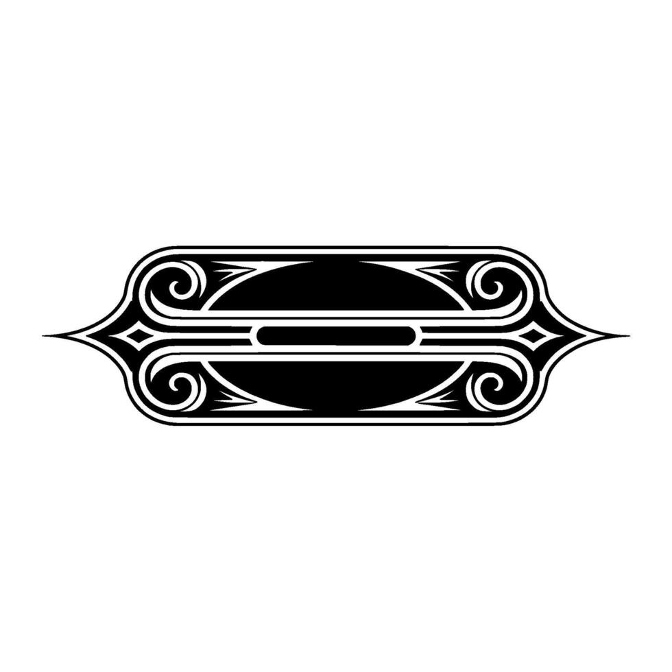 Ornate Black and White LabelBanner. vector