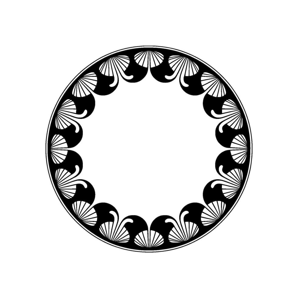 Black White Circular Ornamental , Frame or Border. vector
