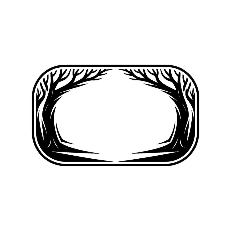 Minimalist Tree Frame Black White Nature-Inspired Element. vector