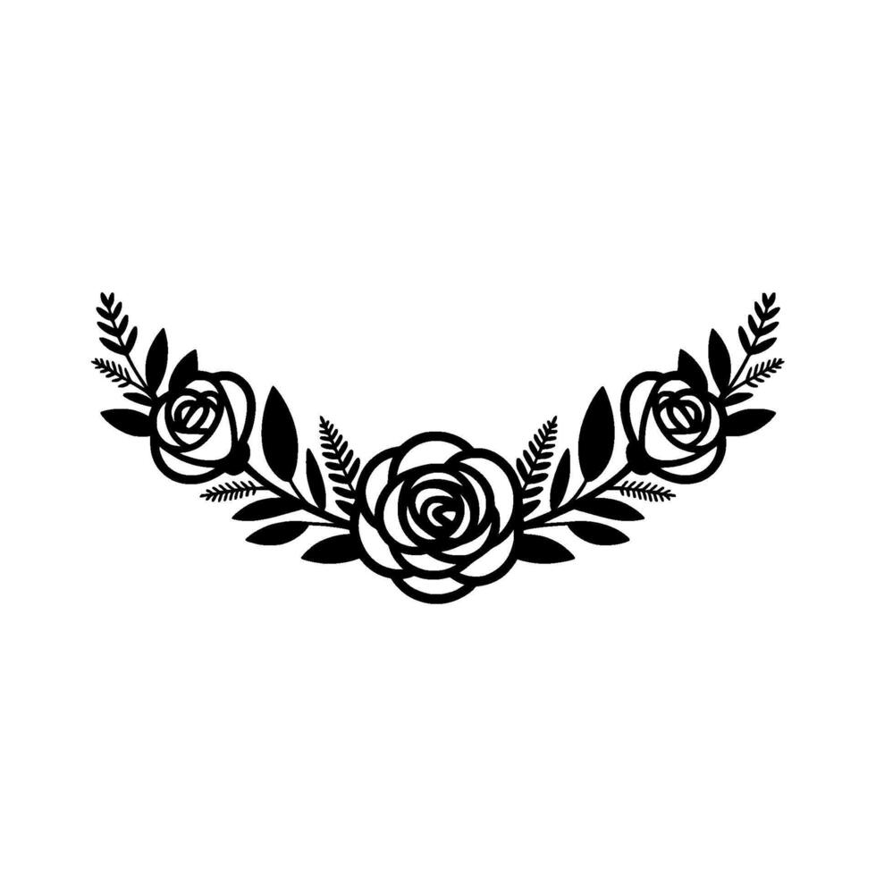 Black Floral Crescent, Minimalist for Wedding Invitations Decor. vector
