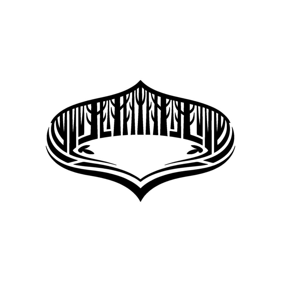 Elegant Forest Emblem Black and White Minimalist. vector