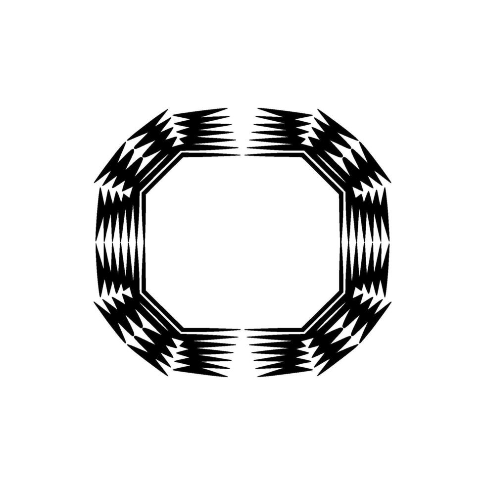 Abstract Geometric Octagon with Black Spikes, Minimalist. vector