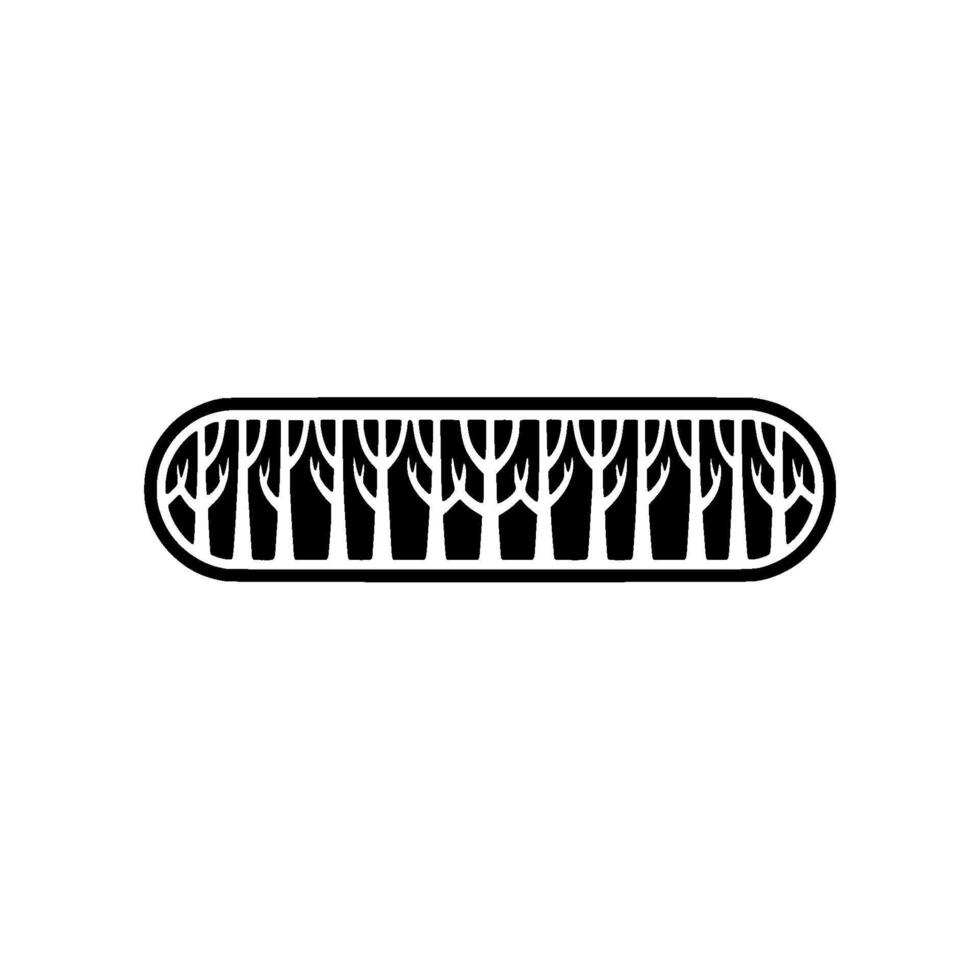 Minimalist Forest Silhouette in Oval Frame, Nature. vector