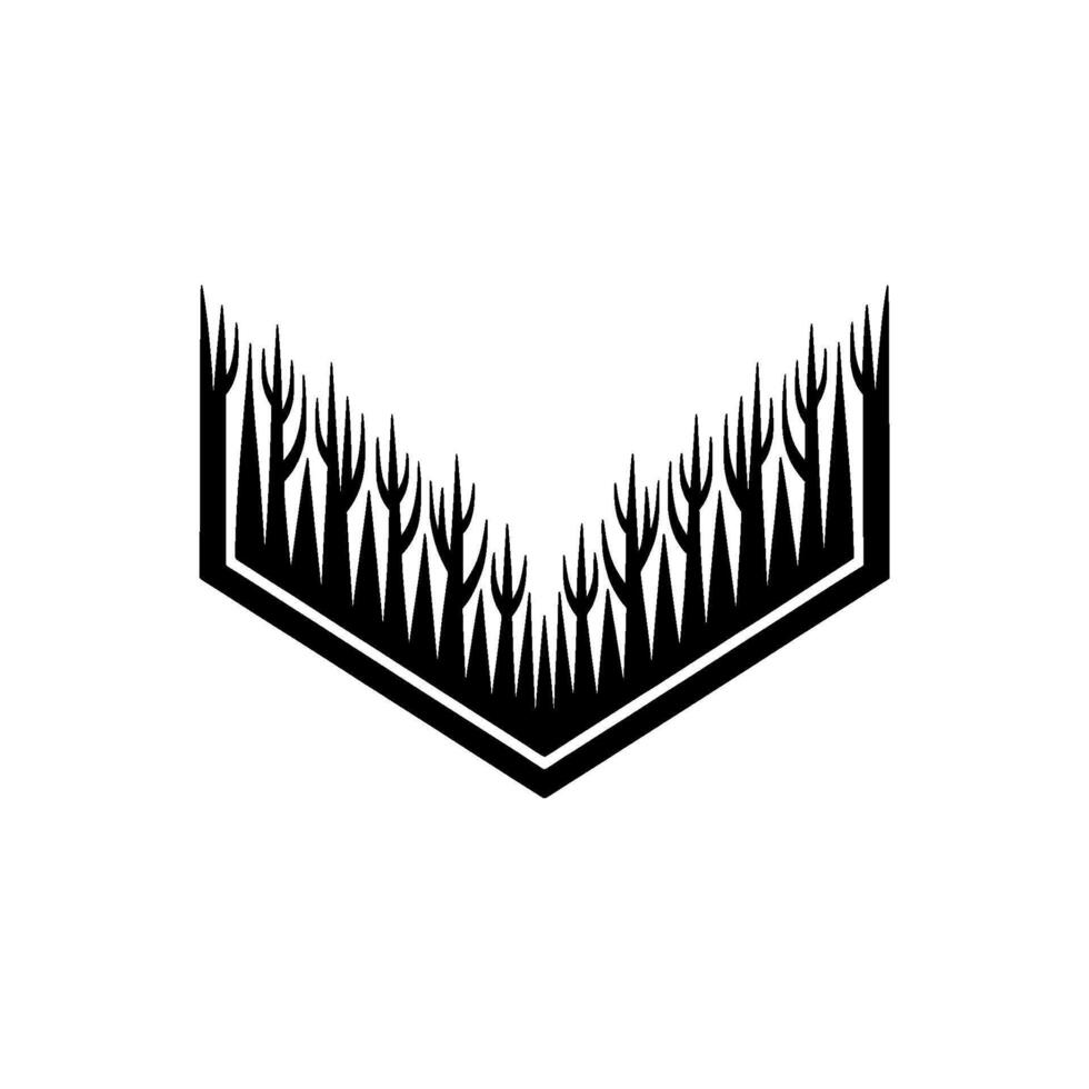 Abstract Forest in Hexagonal Frame, Minimalist. vector