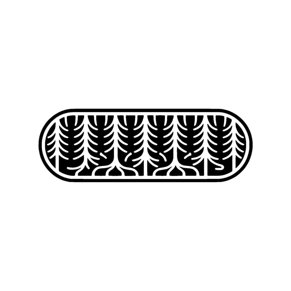 Abstract Forest in an Oval, Black and White. vector