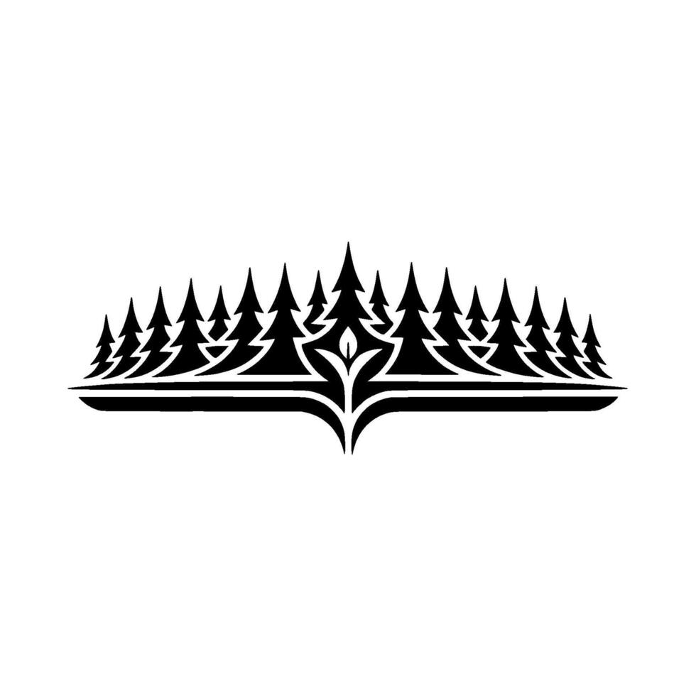 Minimalist Forest Line Art - Black White. vector
