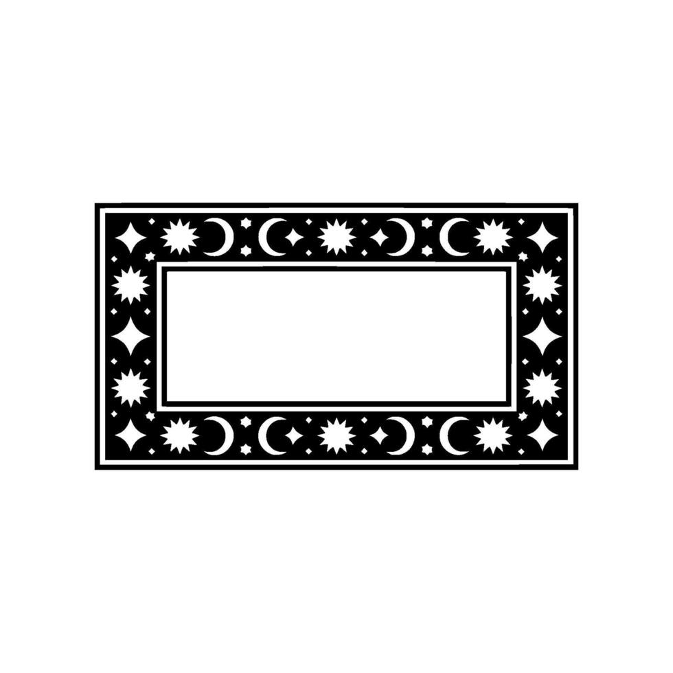 Celestial Border Frame Black White, Decorative, Space Themed. vector