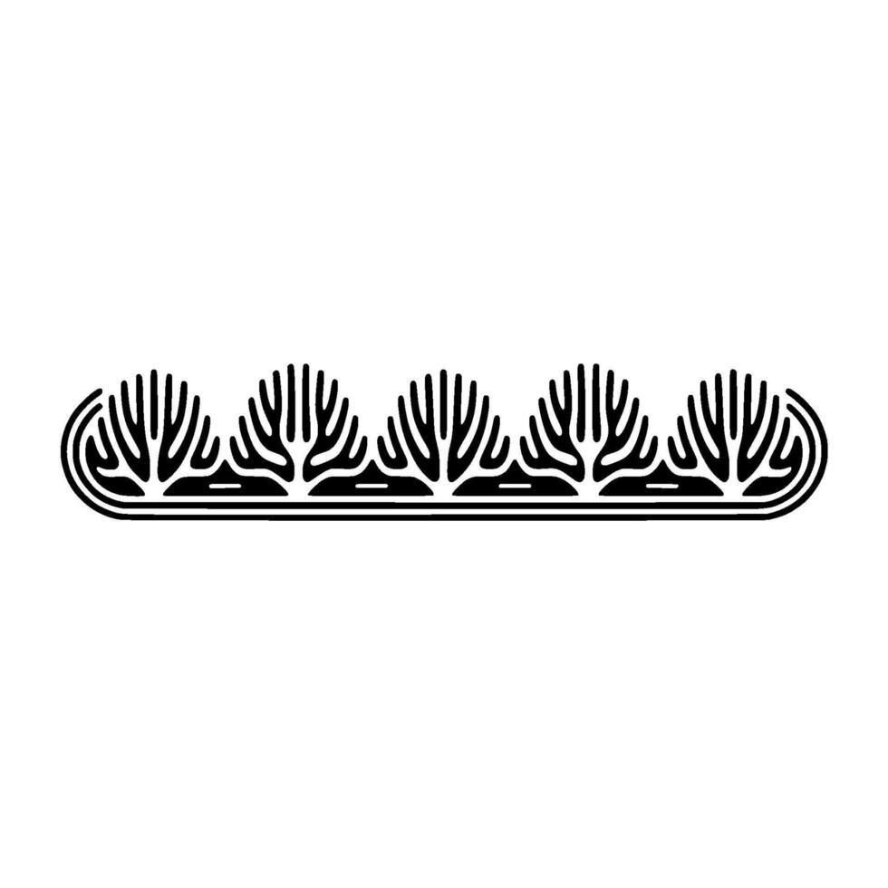 Stylized Black Floral Border, Illustration. vector