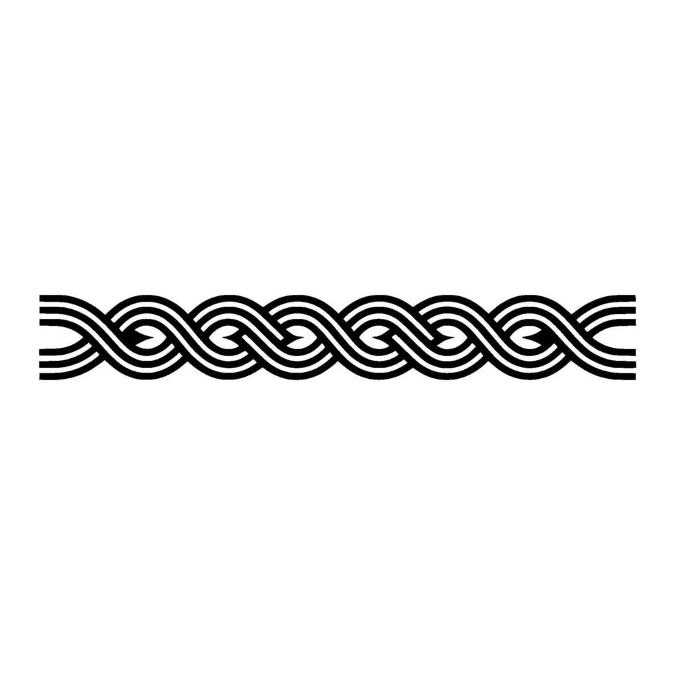 Intertwined Black and White Woven Border on White Background. vector