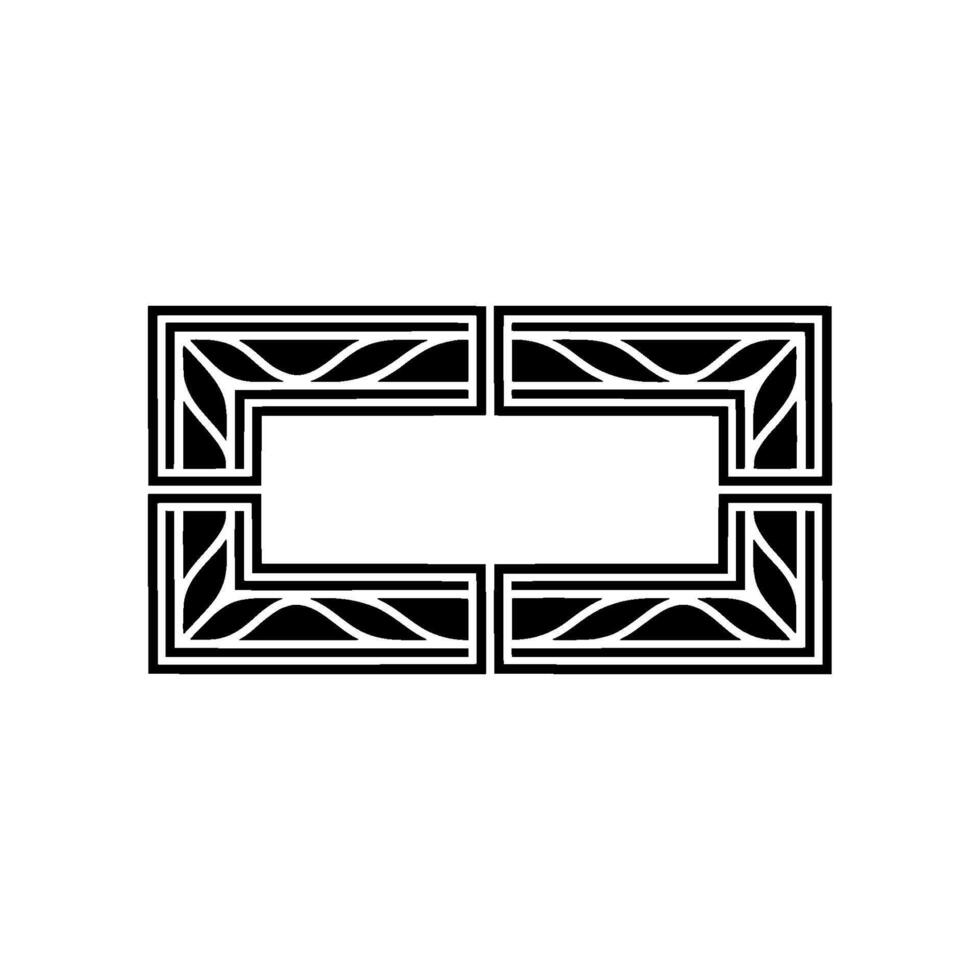 Geometric Frame , Black White Art Deco Style, Negative Space. vector