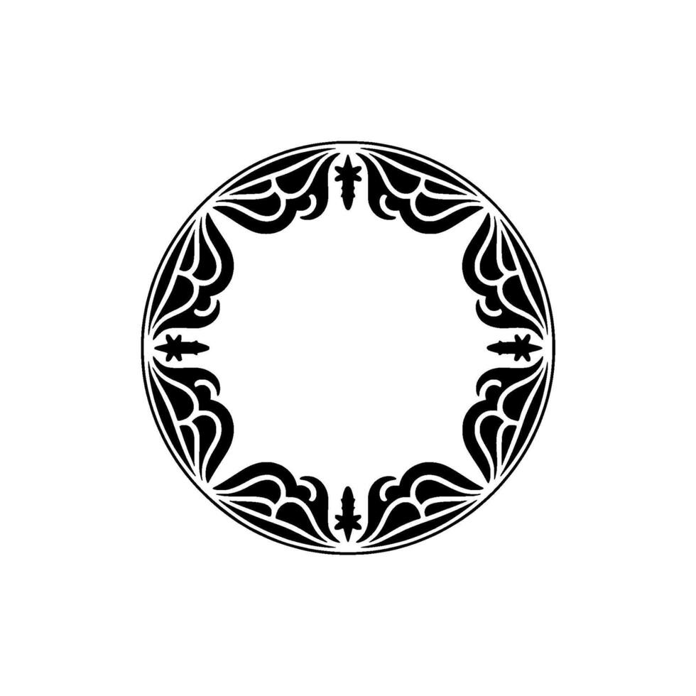 Elegant Black and White Circular Ornamental Frame. vector