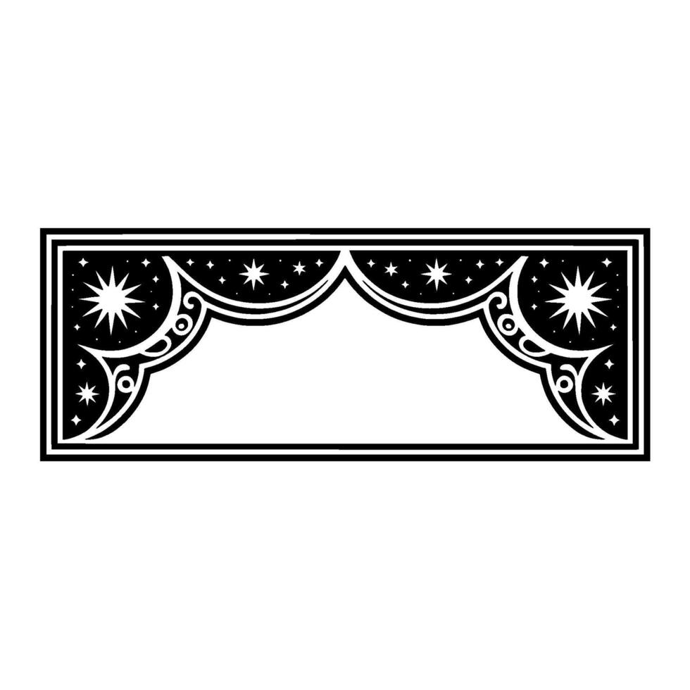 Black and White Celestial Frame, Decorative Illustration. vector
