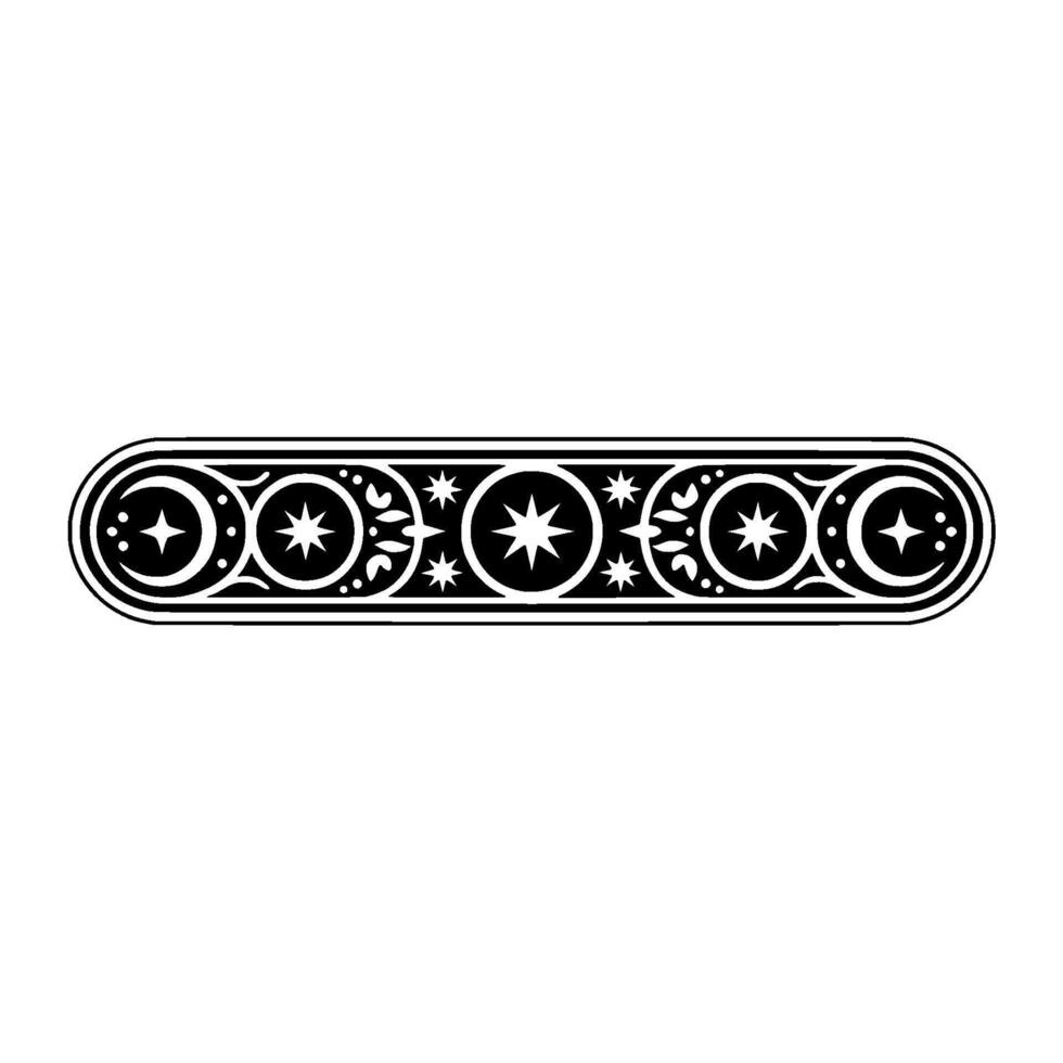 Celestial Ornament Border Elegant Black and White. vector