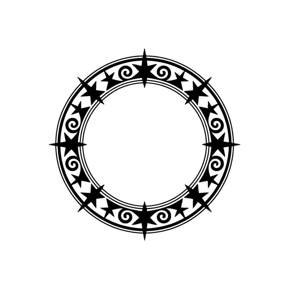 Ornamental Star Circle - Black and White. vector