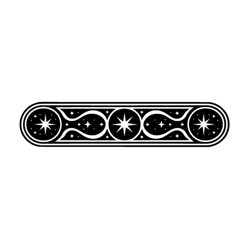 Celestial Ornament Black White Star Pattern Element. vector