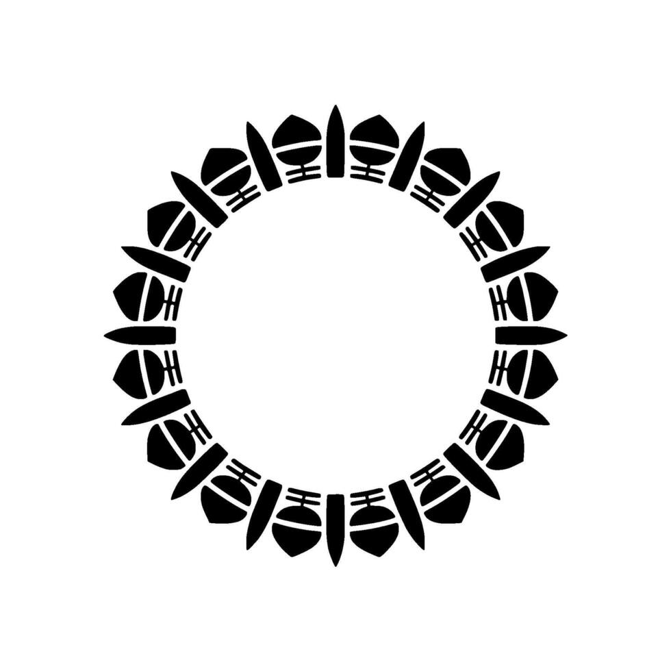 Black White Ornamental Circle Frame, Minimalist, Decorative Element. vector