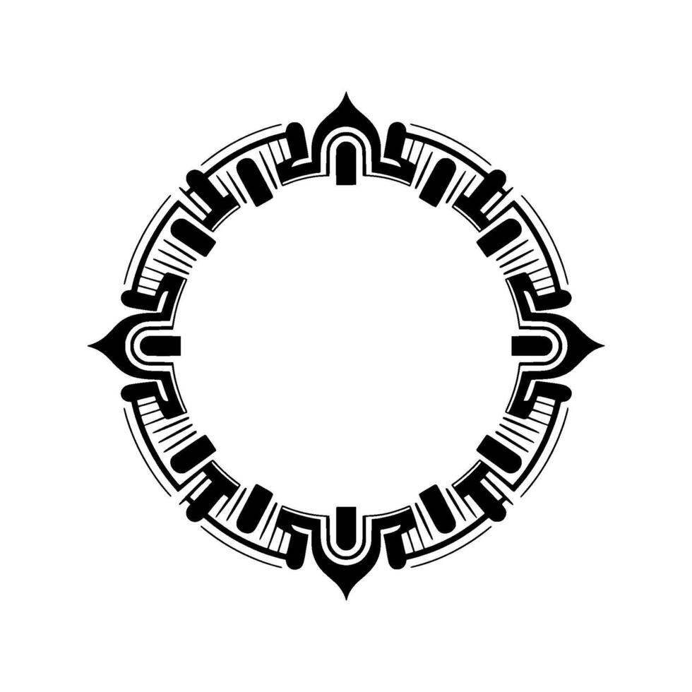 Circular Decorative Border - Minimalist Black on White. vector