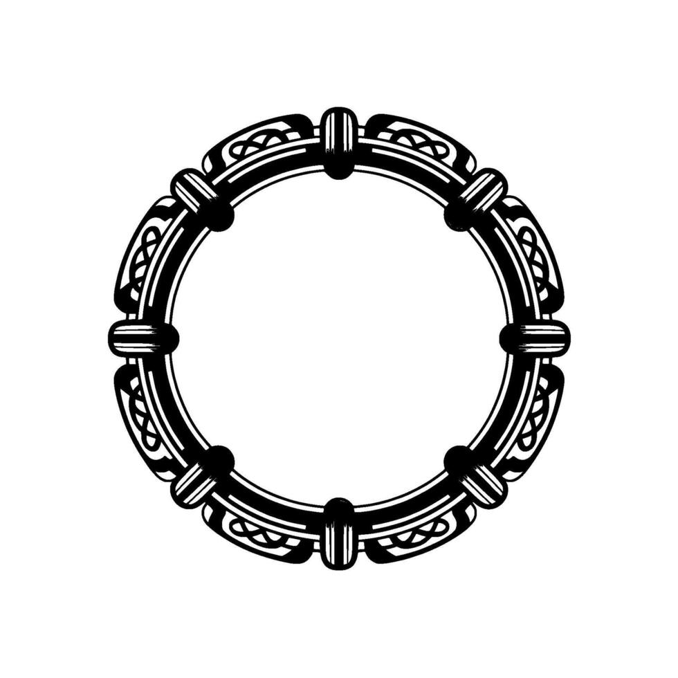 Elegant Circular Frame Ornament with Geometric Elements. vector