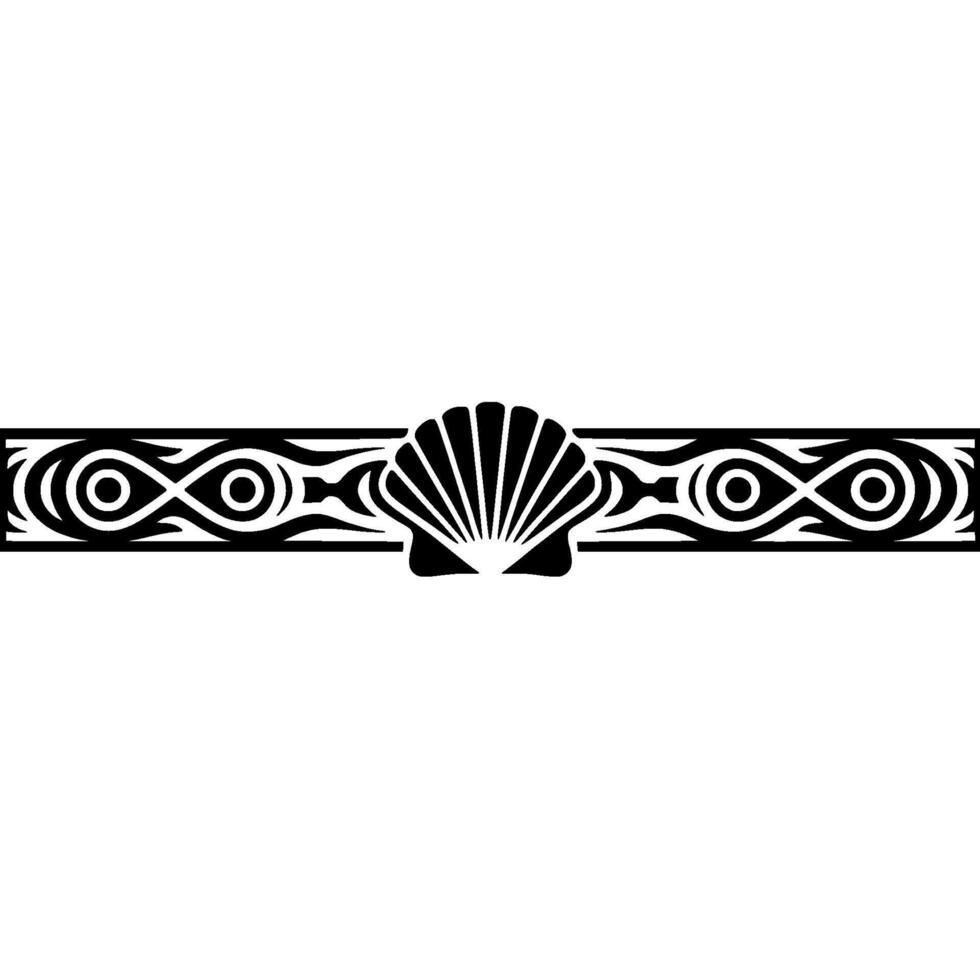 Minimalist Shell Border Black White Decorative Element. vector
