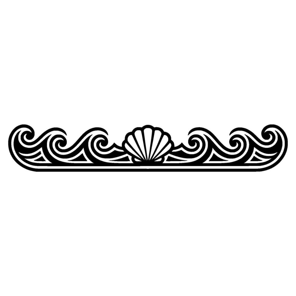 Ocean Wave Scallop Shell Border, Decorative Element. vector