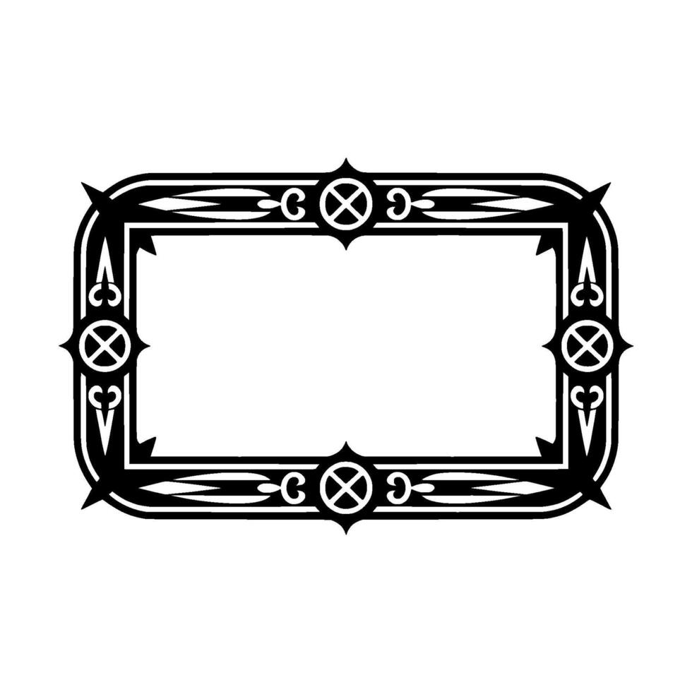 Ornate Black Frame , , Decorative Border on White Background. vector