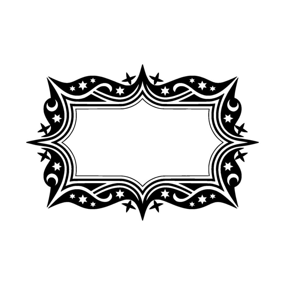 Elegant Celestial Frame Decorative Black White. vector