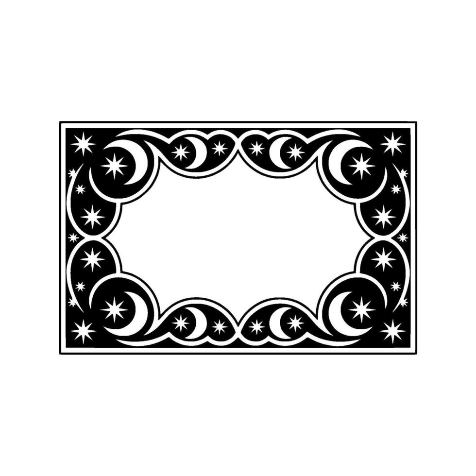 Celestial Frame , Black and White Illustration for Invitations or Decor. vector