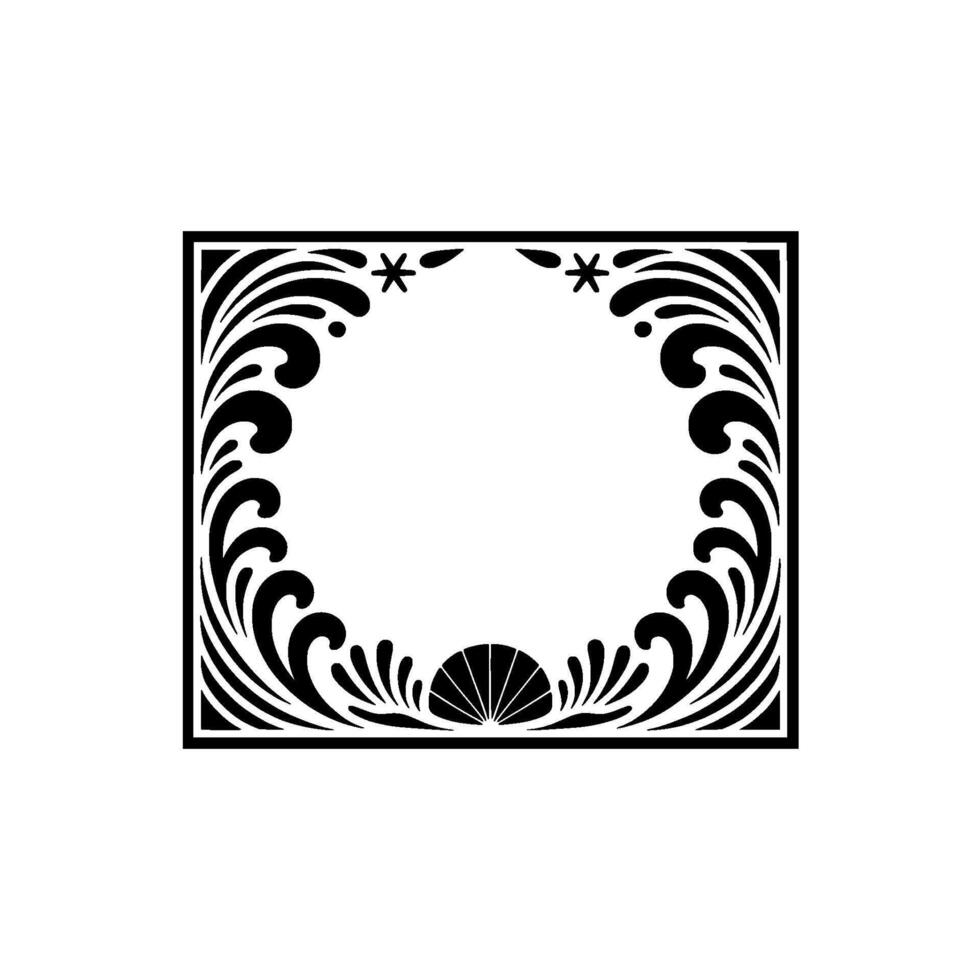 Elegant Black White Ornament Frame Flourish Element. vector