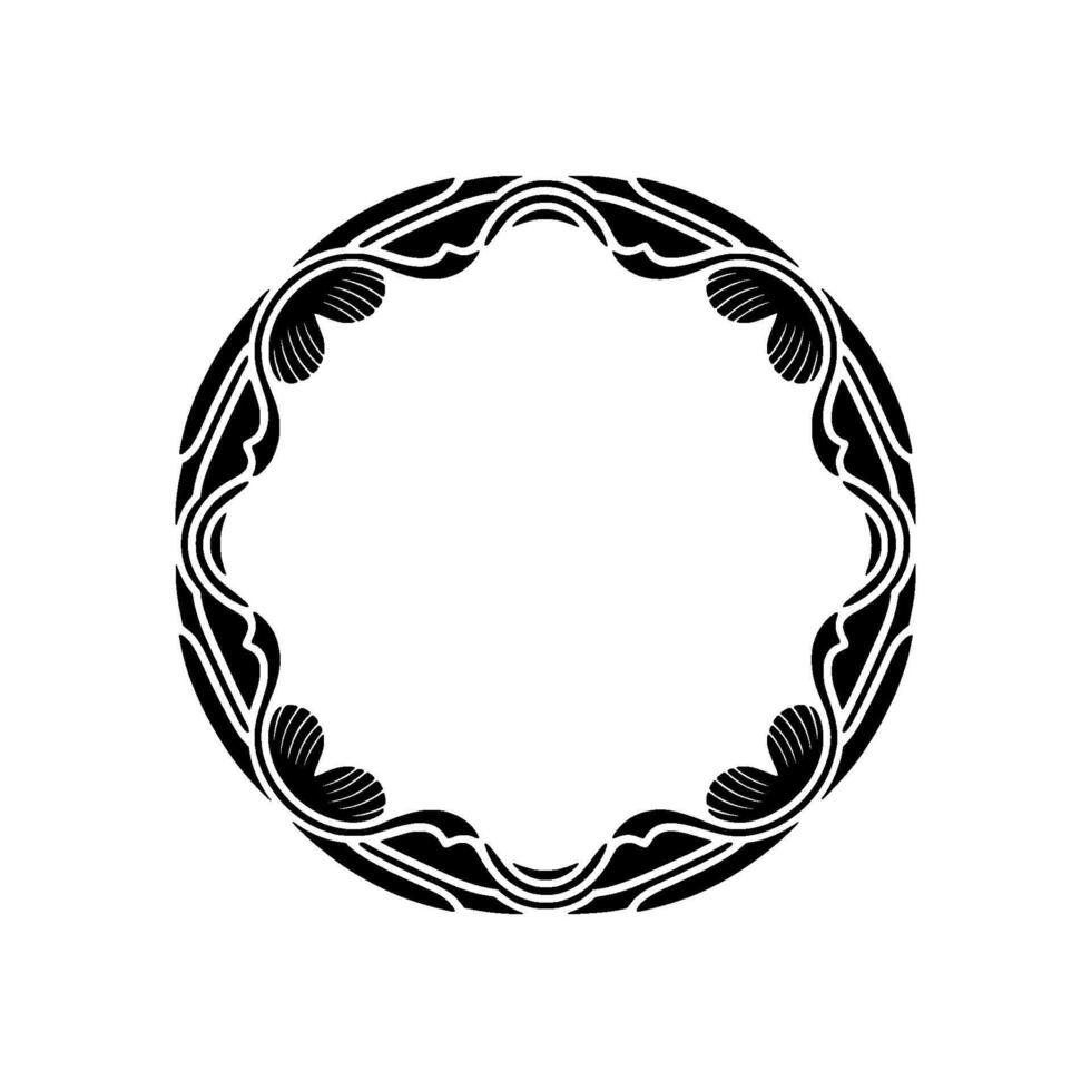 Elegant Art Deco Circle Frame on White, Monochromatic Element. vector