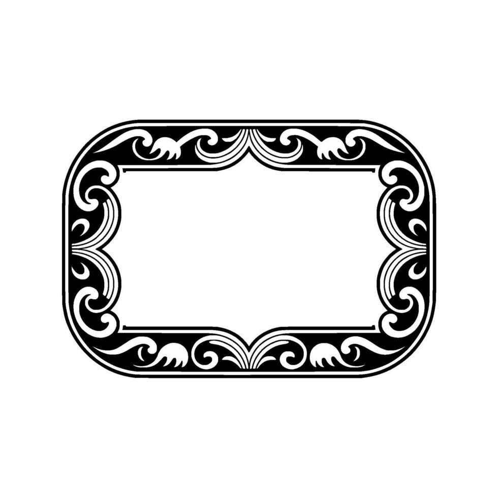Elegant Black White Vintage Ornamented Frame, Decorative. vector
