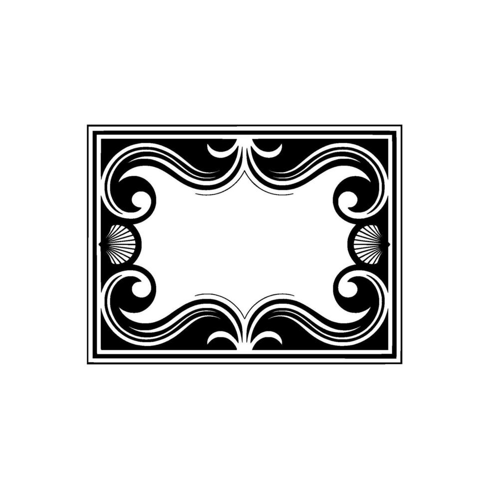 Elegant Art Deco Frame, Black and White, Decorative. vector