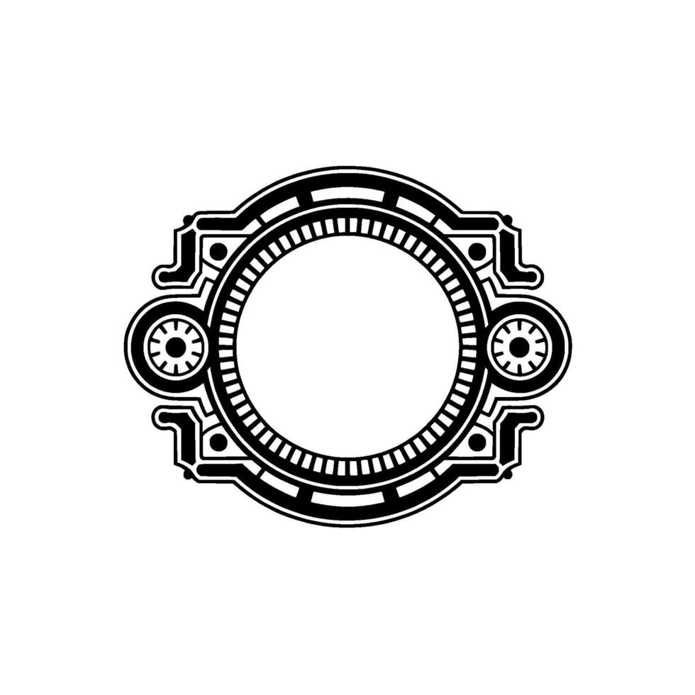Steampunk Frame , Geometric Black and White Emblem, Minimalist Ornament. vector